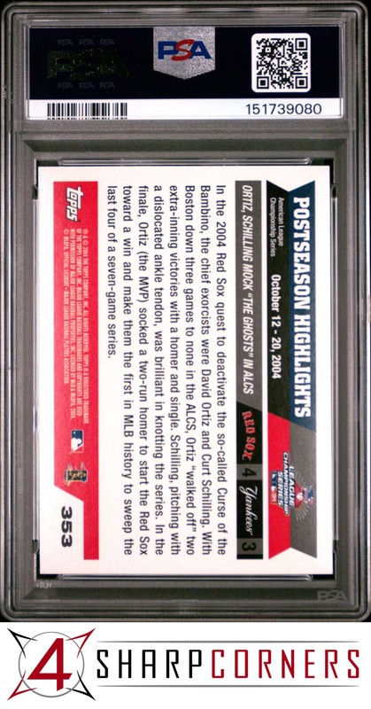 2005 TOPPS POSTSEASON HIGHLIGHT #353 DAVID ORTIZ RED SOX HOF PSA 10 view 2