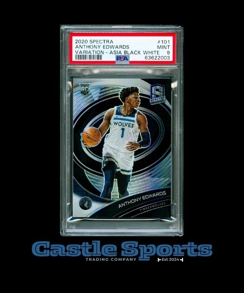 2020 Spectra Anthony Edwards Asia Black White Variation SSP Rookie RC PSA 9 Mint