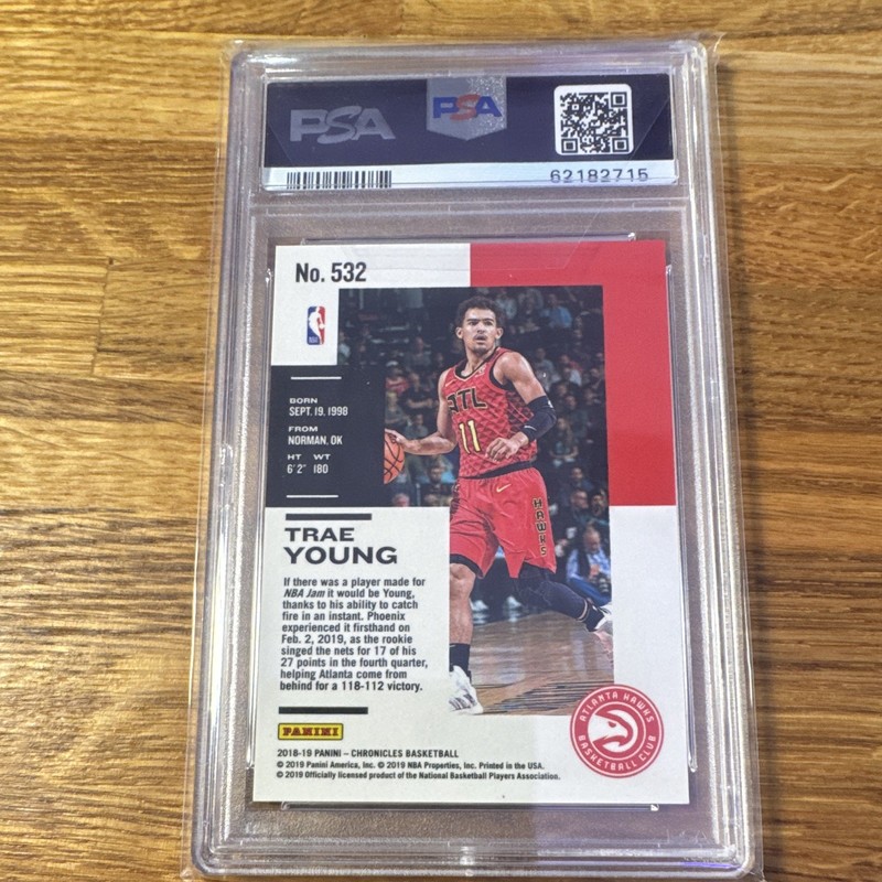 Panini 2018-19 Chronicles Rookies Trae Young #532 PSA 10 RC Atlanta Hawks view 2