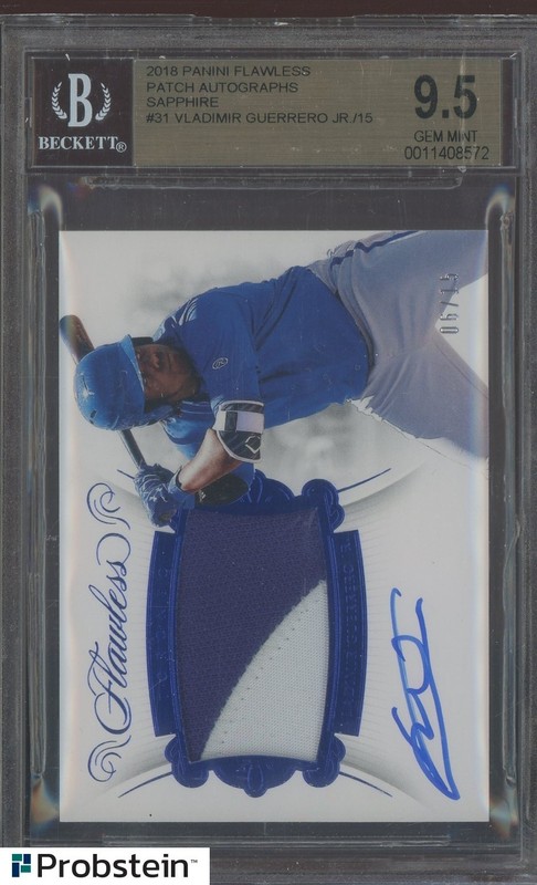 2018 Panini Flawless Sapphire #31 Vladimir Guerrero Jr RC Patch AUTO /15 BGS 9.5