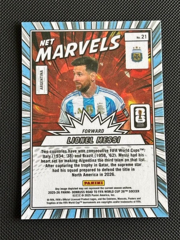 2025-26 Panini Donruss Road to Fifa World Cup - Net Marvels Lionel Messi #21 view 2
