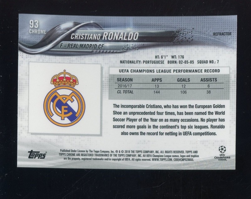 2017 Topps Chrome UEFA Cristiano Ronaldo view 2