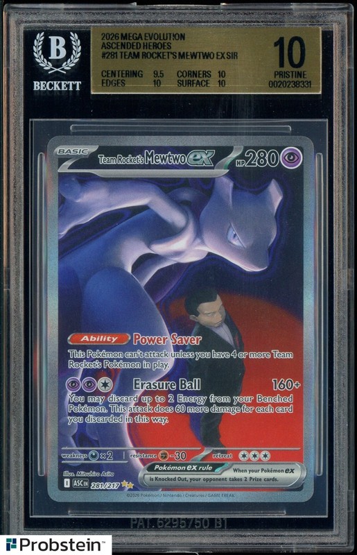 2026 Pokemon TCG ASC EN Ascended Heroes #281 Team Rocket's Mewtwo ex SIR BGS 10