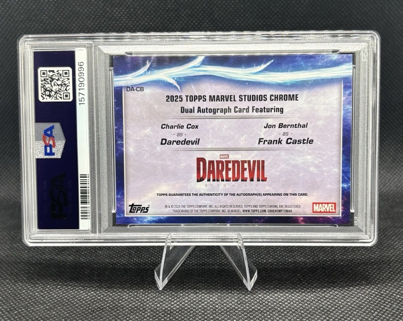 Topps 2025 Marvel Studios Daredevil punisher dual auto #1/10 PSA 8 and 10 auto view 2