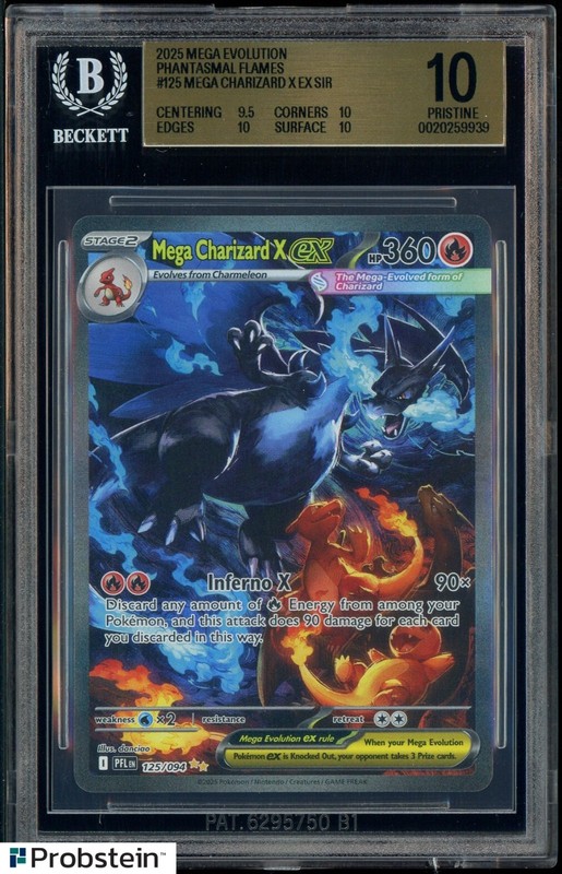 2025 POKEMON PFL EN-PHANTASMAL FLAMES #125 MEGA CHARIZARD X EX BGS 10 PRISTINE