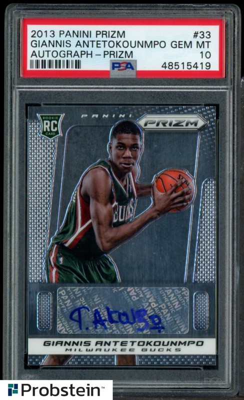 2013-14 Panini Prizm Giannis Antetokounmpo Bucks RC Rookie AUTO PSA 10 GEM MINT