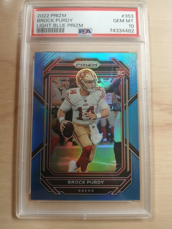 2022 Panini Prizm - Rookies Brock Purdy #353 Light Blue Prizm (RC) PSA 10