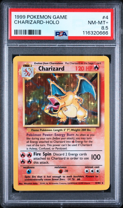 1999 POKEMON BASE SET CHARIZARD-HOLO  #4 PSA 8.5