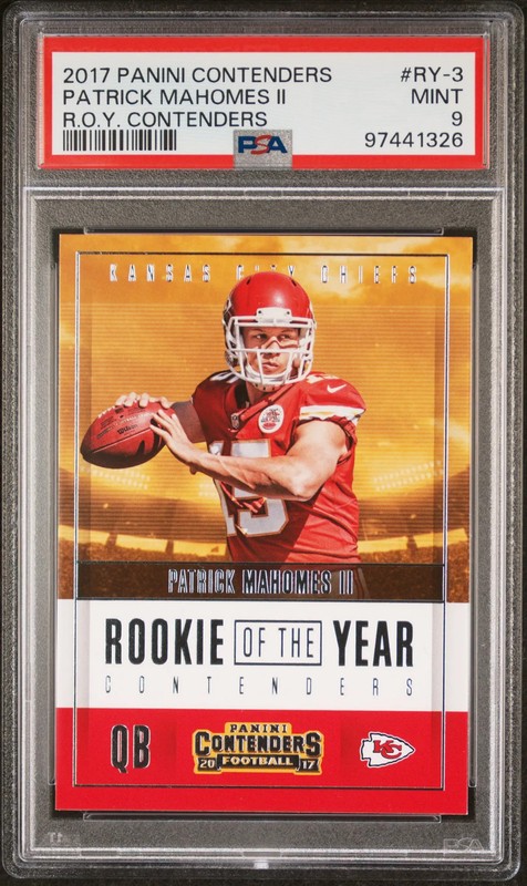 2017 Panini Contenders Rookie Contenders Patrick Mahomes II #RY-3 R. O. Y. PSA 9