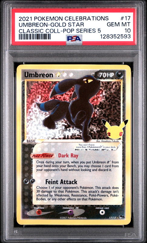 2021 POKEMON UMBREON-GOLD STAR CELEBRATIONS CLASSIC COLL-POP SERIES 5 #17 PSA 10