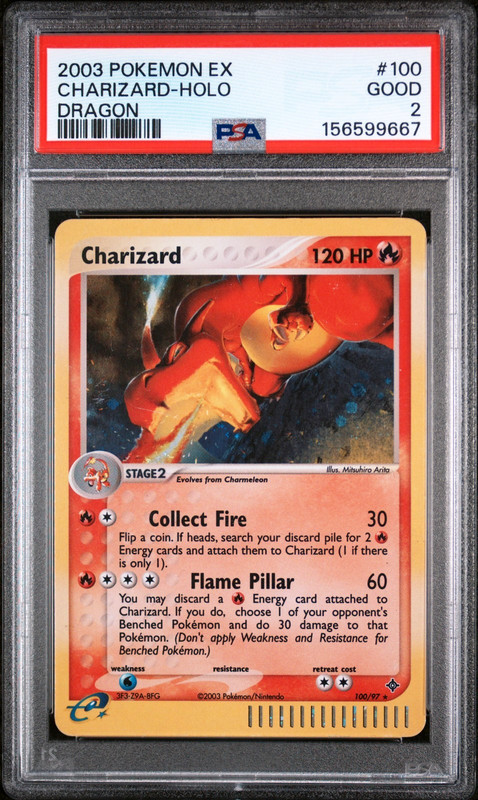 POKEMON CHARIZARD-HOLO 2003 EX DRAGON #100 PSA 2