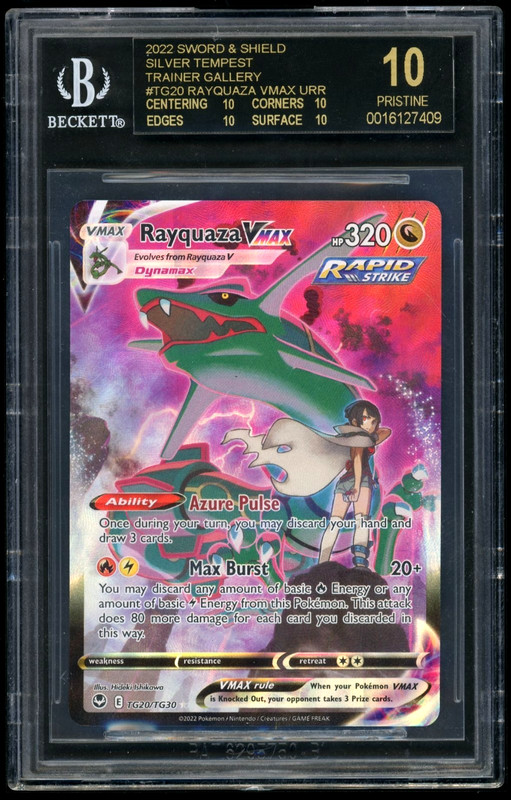 2022 Pokemon Rayquaza VMAX URR SWSH Silver Tempest TG BGS 10 Black Label