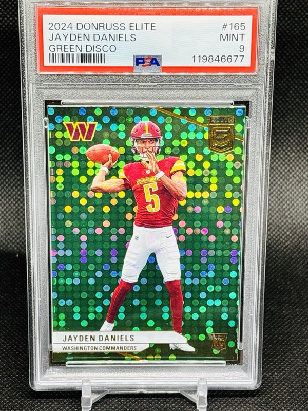 2024 Panini Donruss Elite Rookie Jayden Daniels #165 Green Disco PSA 9 Mint RC