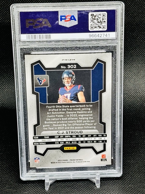 2023 Panini Prizm Rookie Variation C.J. Stroud #302 Silver Prizm PSA 9 Mint RC view 2