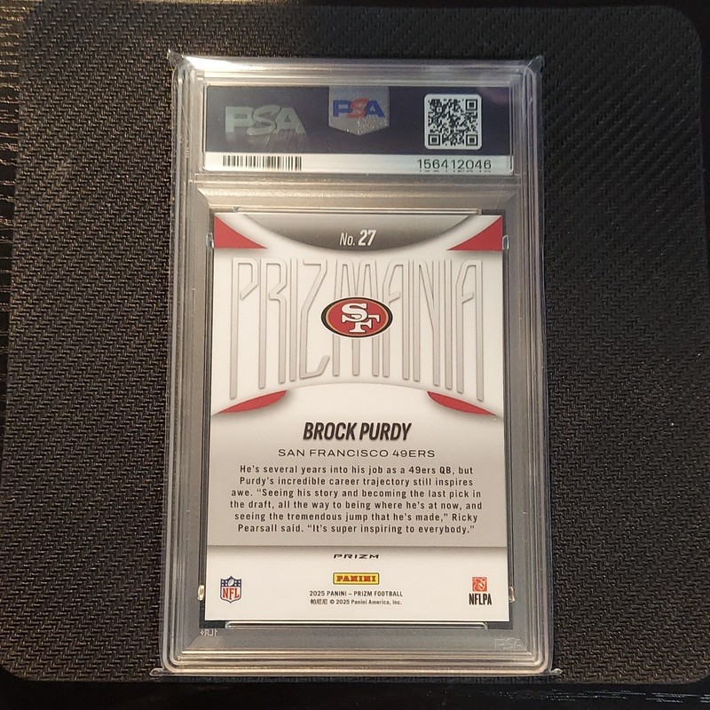 Panini 2025 Prizm Prizmania Brock Purdy #27 PSA 10 49ers Insert view 2