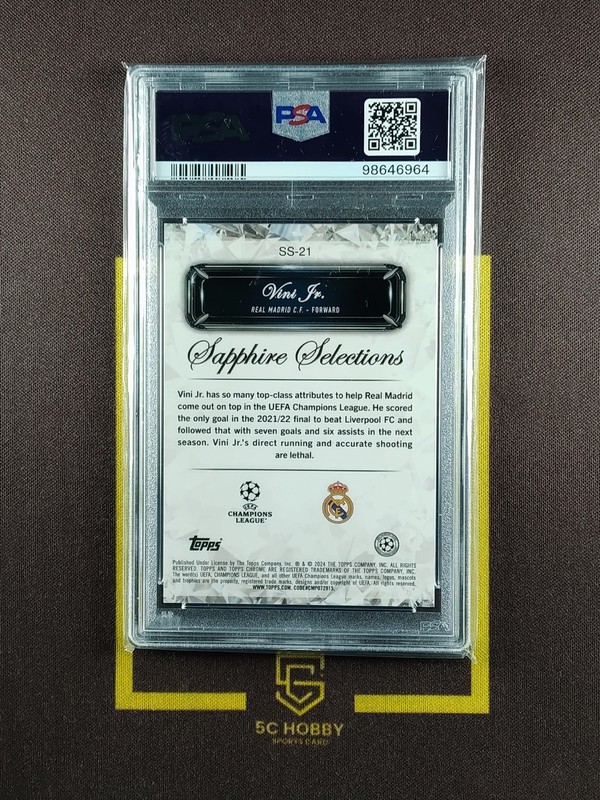 2023-24 Topps Chrome UCC Sapphire Selections Black/10 Vini JR. PSA 10 FCCZ view 2
