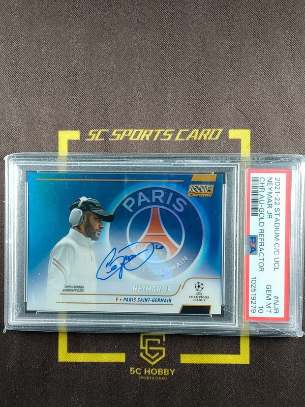 2021-22 Topps Stadium Club Chrome Gold Ref /50 Auto Neymar JR. PSA 10 FCCZ