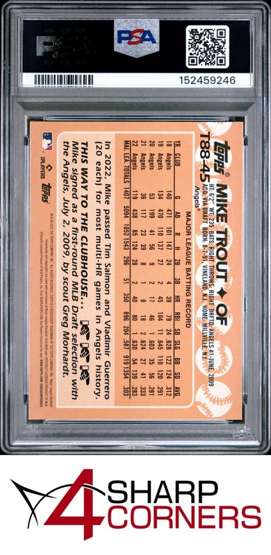 2023 TOPPS 1988 TOPPS BASEBALL #T88-45 MIKE TROUT PSA 10 view 2