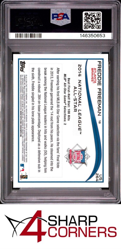 2014 TOPPS UPDATE #US264 FREDDIE FREEMAN BRAVES PSA 10 view 2
