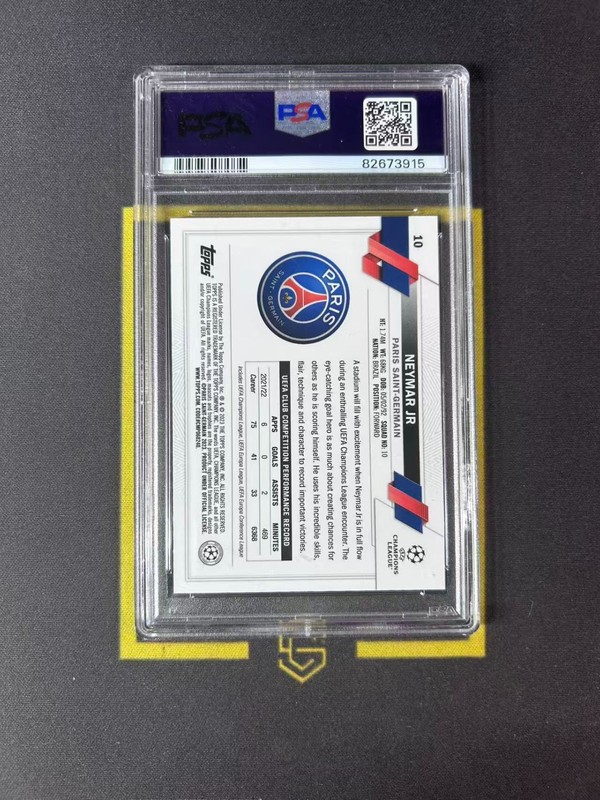2022 Topps Chrome UEFA Hero Variation SP Neymar Jr. PSA 8 FCCZ view 2