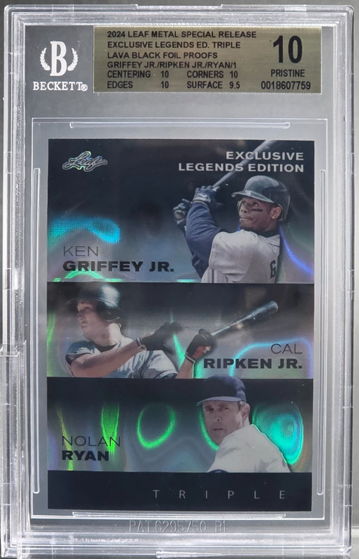👑 2024 Leaf Metal Legends TRIPLE PROOF 1/1 👑 Griffey / Ripken / Ryan 🔥 BGS 10