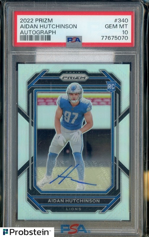 2022 Panini Silver Prizm #340 Aidan Hutchinson Lions RC Rookie AUTO PSA 10