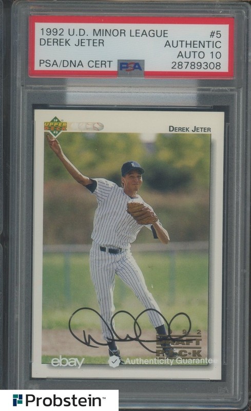 Derek Jeter HOF Signed 1992 UD Minor League #5 Yankees RC Rookie PSA/DNA AUTO 10 view 1