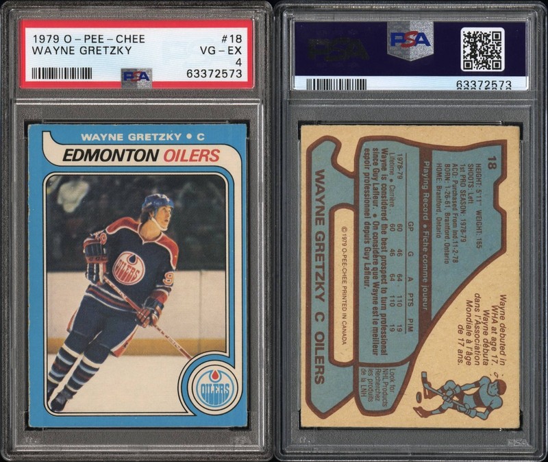 WAYNE GRETZKY 1979 O-PEE-CHEE ROOKIE #18 PSA 4 EDMONTON OLIERS CLEAN