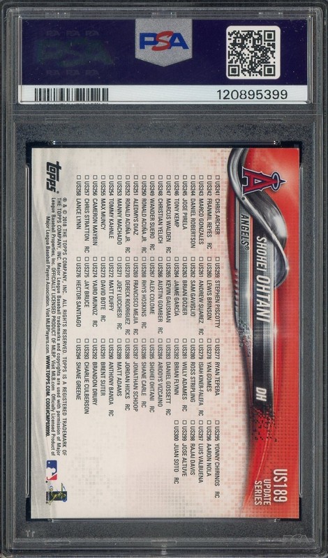 2018 Topps Update #US189 Shohei Ohtani Angels RC Rookie PSA 10 GEM MINT view 2