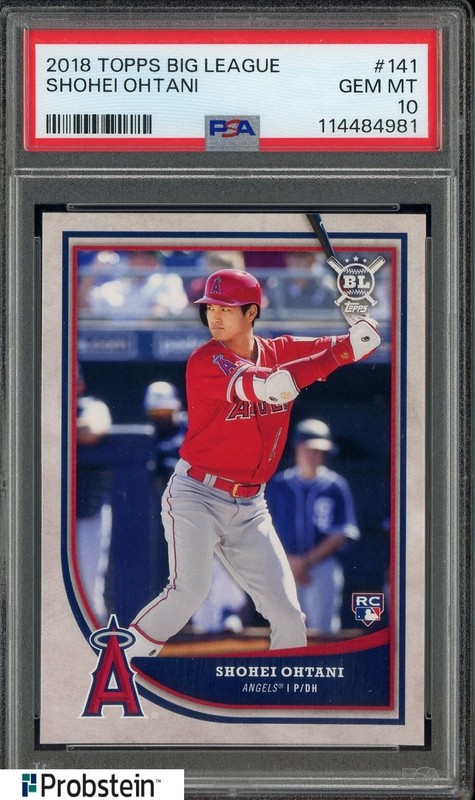 2018 Topps Big League #141 Shohei Ohtani Angels RC Rookie PSA 10 GEM MINT view 1