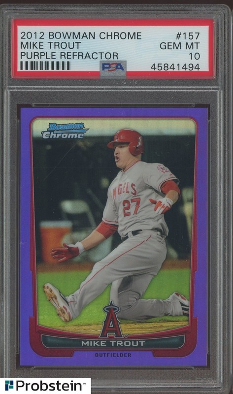 2012 Bowman Chrome Purple Refractor #157 Mike Trout Angels RC Rookie PSA 10