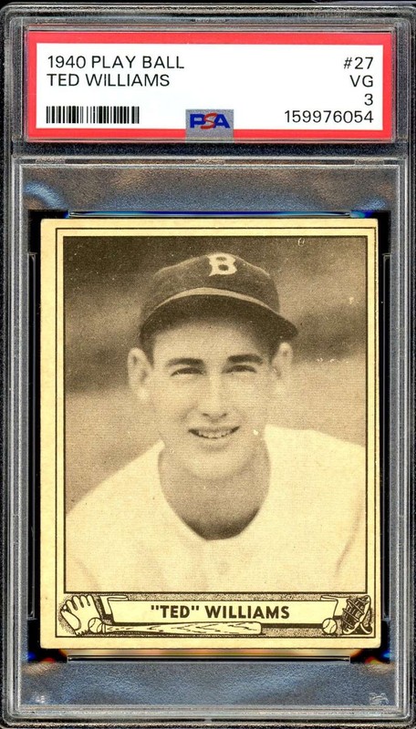 Ted Williams Card 1940 Play Ball #27 PSA 3
