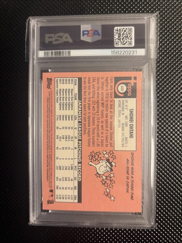 2018 TOPPS HERITAGE #600 SHOHEI OHTANI ROOKIE RC PSA 10 view 2