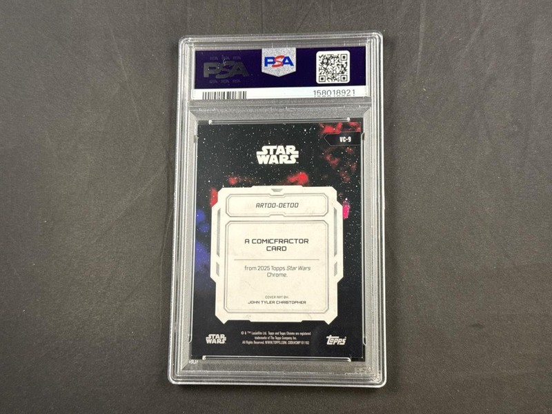 2025 TOPPS CHROME STAR WARS ARTOO-DETOO #VC-9 COMICFRACTOR GRADED PSA 7 NM view 2