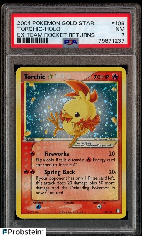 2004 Pokemon Gold Star Ex Team Rocket Returns #108 Torchic Holo PSA 7 NM