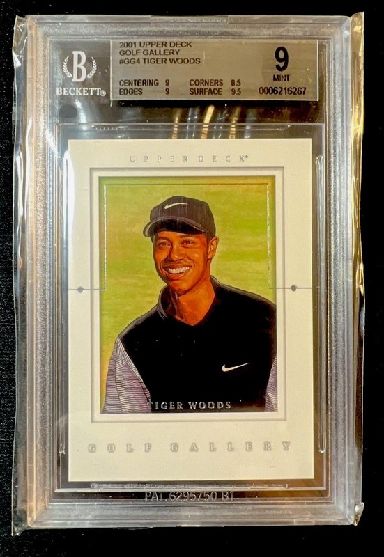 2001 Upper Deck Golf Gallery Tiger Woods #GG4 RC Rookie Card PSA 8 NM-MT