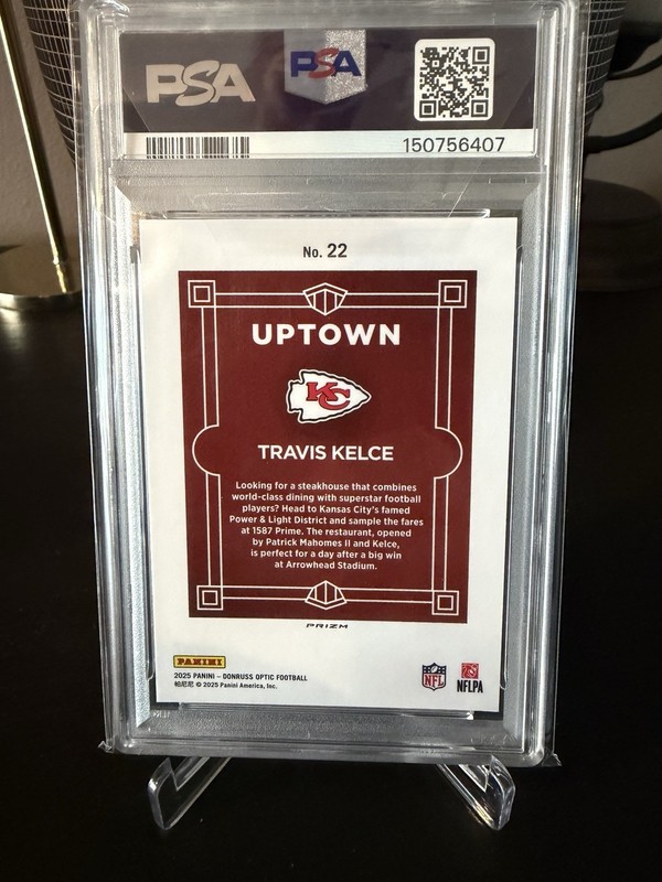Panini 2025 Donruss Optic Uptown Travis Kelce #22 PSA 9 Chiefs view 2
