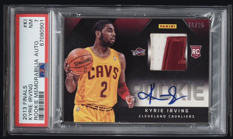 2013 Panini Finals Kyrie Irving ROOKIE PATCH AUTO /25 #KI PSA 7 NRMT RPA