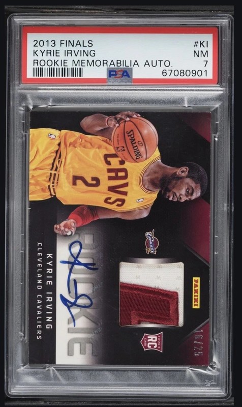 2013 Panini Finals Kyrie Irving ROOKIE PATCH AUTO /25 #KI PSA 7 NRMT RPA view 2