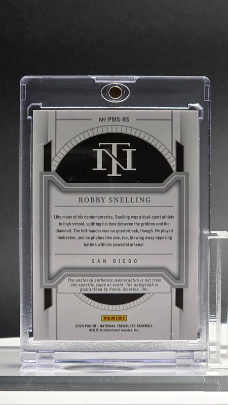 2024 National Treasures Robby Snelling AUTO TRI-COLOR PATCH 11/25 Marlins RC view 2