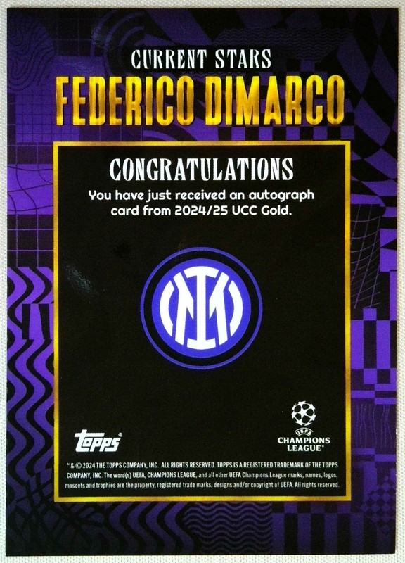 Federico Dimarco Auto Purple /25 Inter M 2024-25 Topps UCC Gold UEFA x Walkertkl view 2