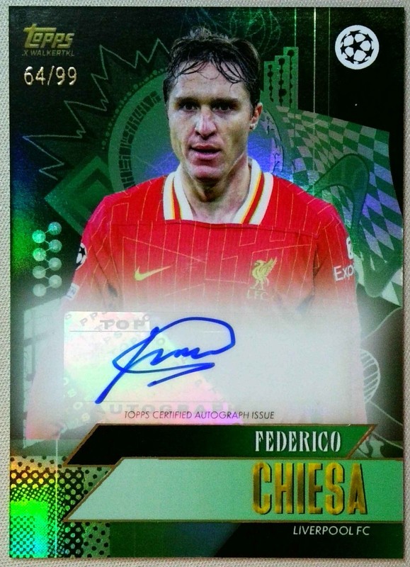 Federico Chiesa Auto Green /99 Liverpool 2024-25 Topps UCC Gold UEFA x Walkertkl