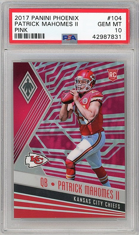 2017 -PATRICK MAHOMES- PSA 10 /199 PHOENIX PINK PRIZM Rookie Insert Card - RC