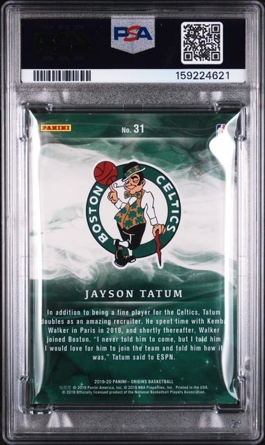 2019 Panini Origins Jayson Tatum /5 Green #31 Celtics SSP PSA 7 COLOR MATCH view 2