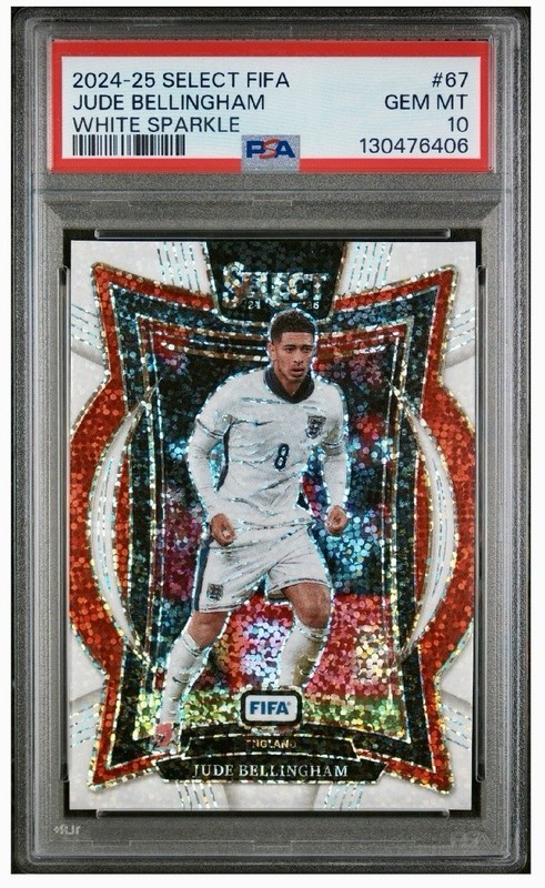 2024-25 Panini Select FIFA JUDE BELLINGHAM White Sparkle Prizm PSA 10 Pop 5