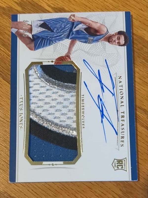 2015-16 PANINI NATIONAL TREASURES TYUS JONES #/99 ROOKIE PATCH AUTO RC #124 view 1