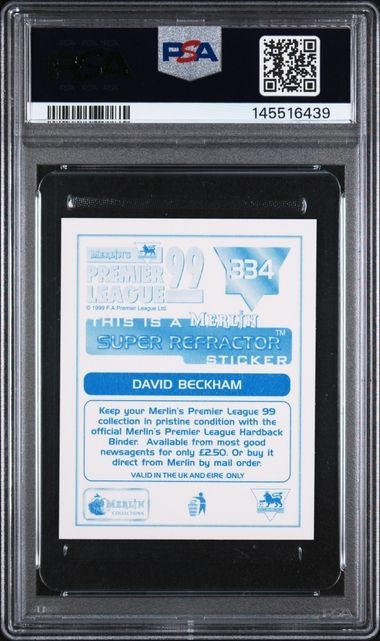 1998-99 Merlin's Premier League #334 David Beckham PSA 9 Pop 3 view 2
