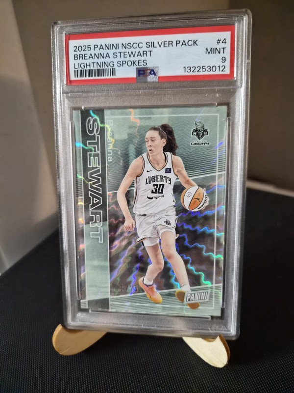 Panini 2025 NSCC Silver Pack Breanna Stewart #4 Lightning Spokes /25 PSA 9