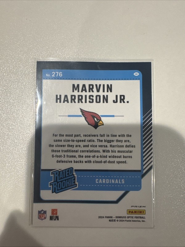 2024 Marvin Harrison Jr. Rated Rookie Optic Green Velocity - PSA DAMAGED view 2