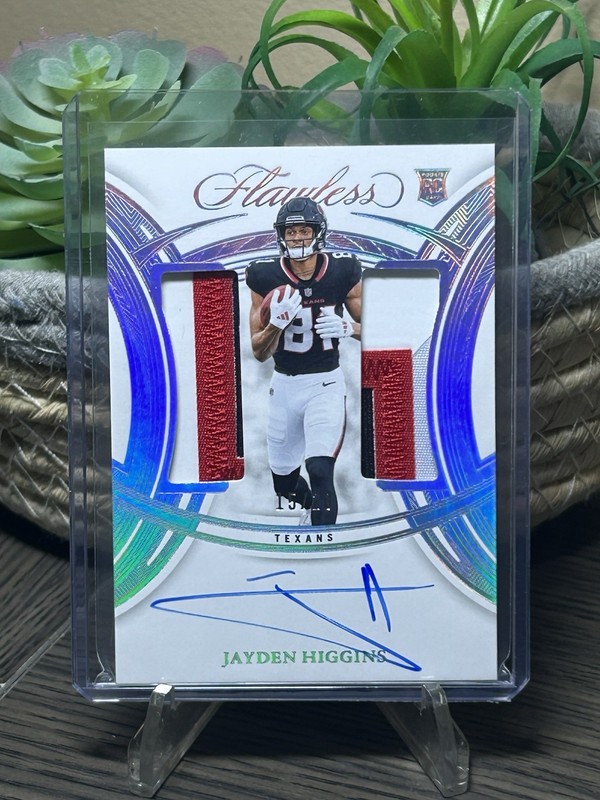 JAYDEN HIGGINS - 2025 Panini Flawless - Rookie Dual Patch Auto Silver RPA /20 RC view 1